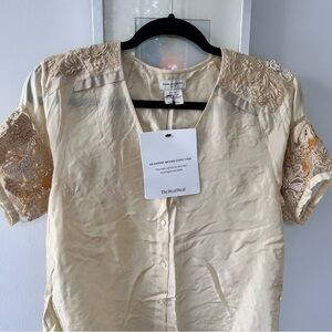 Dries Van Noten Cream Embroidered Silk/Cotton Blouse